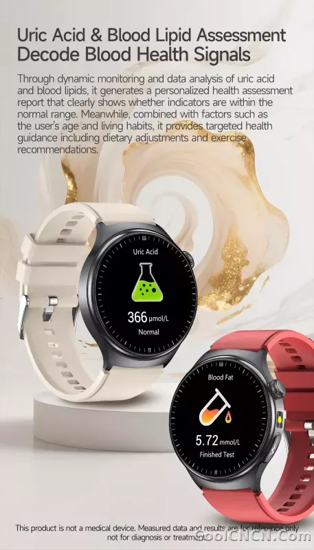CoolWiz New Healthcare-Grade Smartwatch — Health Monitoring (Uric Acid, Lipids), ECG + PPG, Temperature, BMI, Bluetooth Calls, iOS Health smartwatch for outdoor sports and everyday use - detail