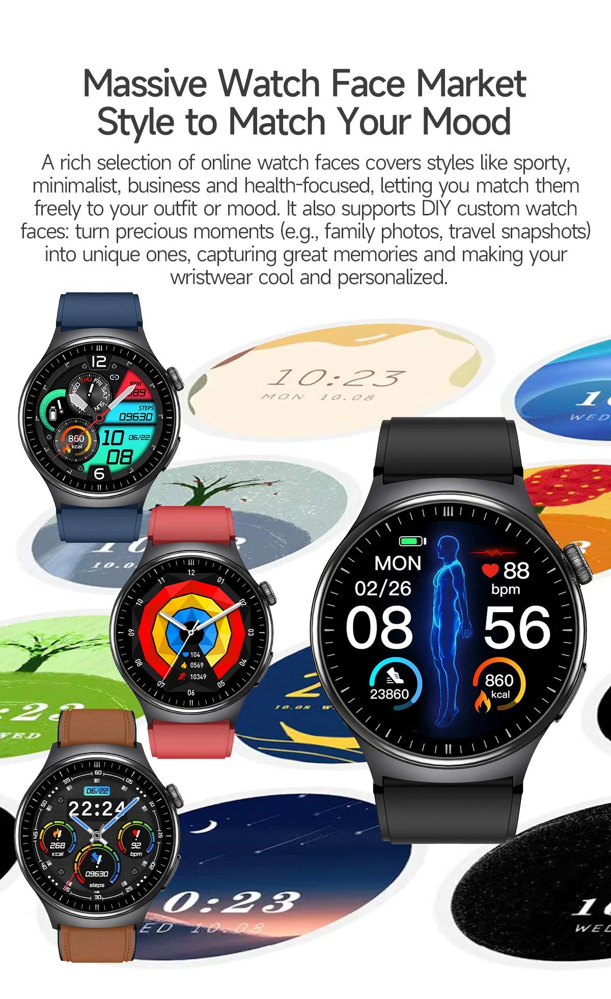 CoolWiz New Healthcare-Grade Smartwatch — Health Monitoring (Uric Acid, Lipids), ECG + PPG, Temperature, BMI, Bluetooth Calls, iOS Health smartwatch for outdoor sports and everyday use - gallery