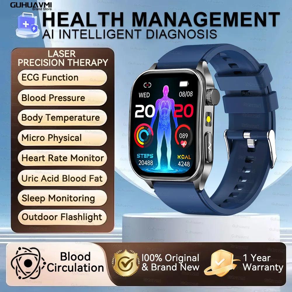 CoolWiz New Laser Therapy Smart Watch, ECG+PPG, Men’s 3D Curved Design, Sapphire Glass, Blood Pressure, Uric Acid, Lipids Monitoring, Sports smartwatch for outdoor activities and daily use - gallery