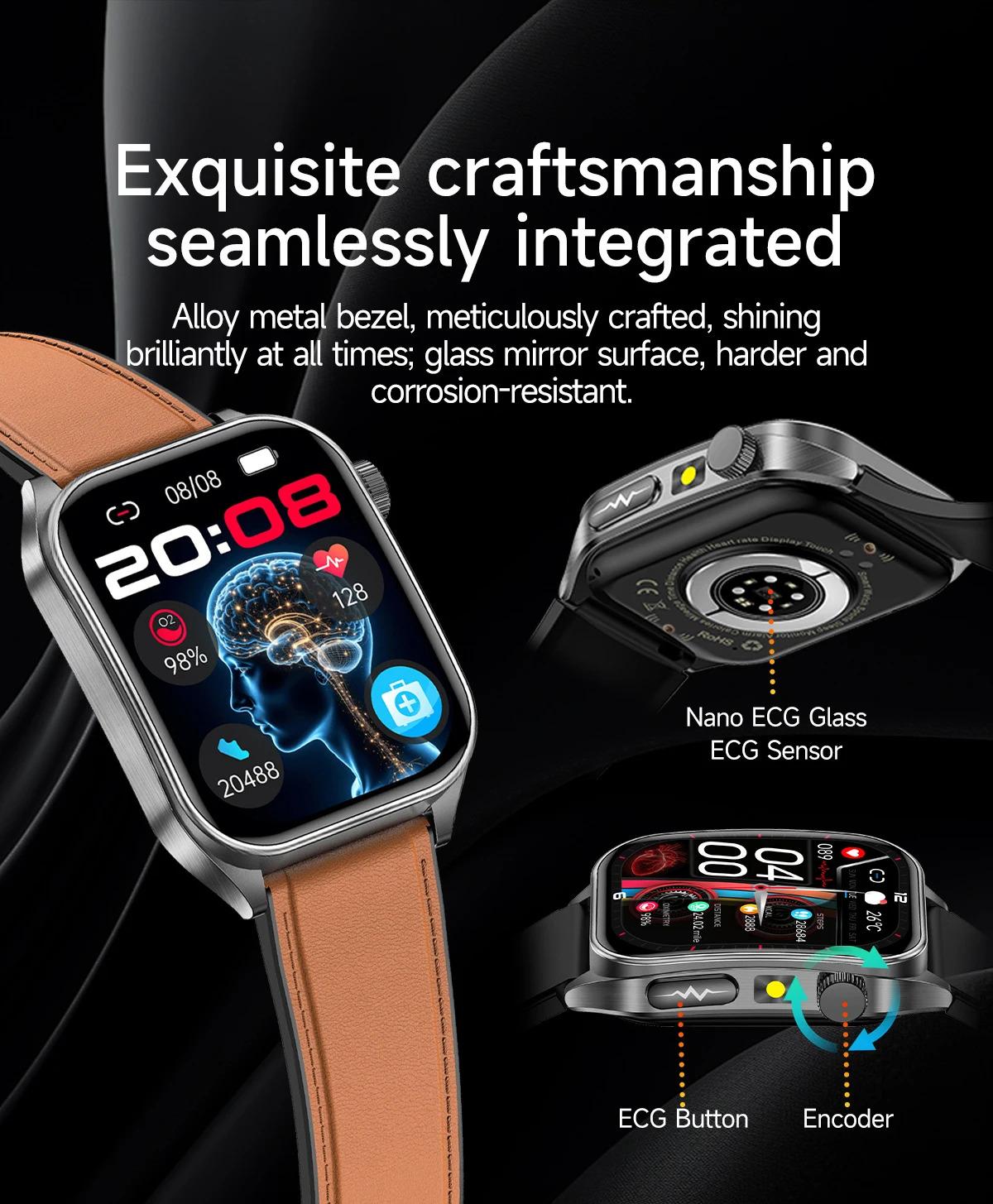 CoolWiz New Laser Therapy Smart Watch, ECG+PPG, Men’s 3D Curved Design, Sapphire Glass, Blood Pressure, Uric Acid, Lipids Monitoring, Sports smartwatch for outdoor activities and daily use - gallery