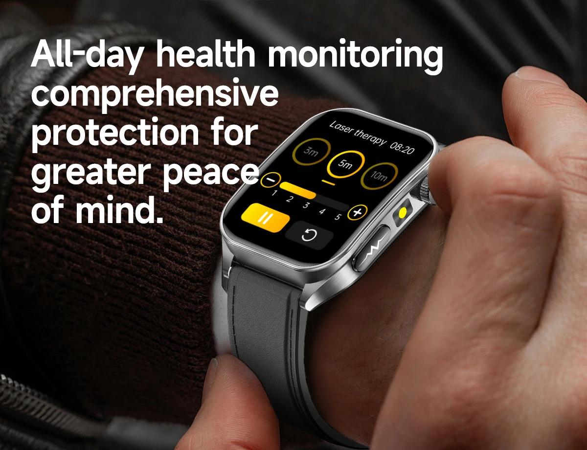 CoolWiz New Laser Therapy Smart Watch, ECG+PPG, Men’s 3D Curved Design, Sapphire Glass, Blood Pressure, Uric Acid, Lipids Monitoring, Sports smartwatch for outdoor activities and daily use - gallery