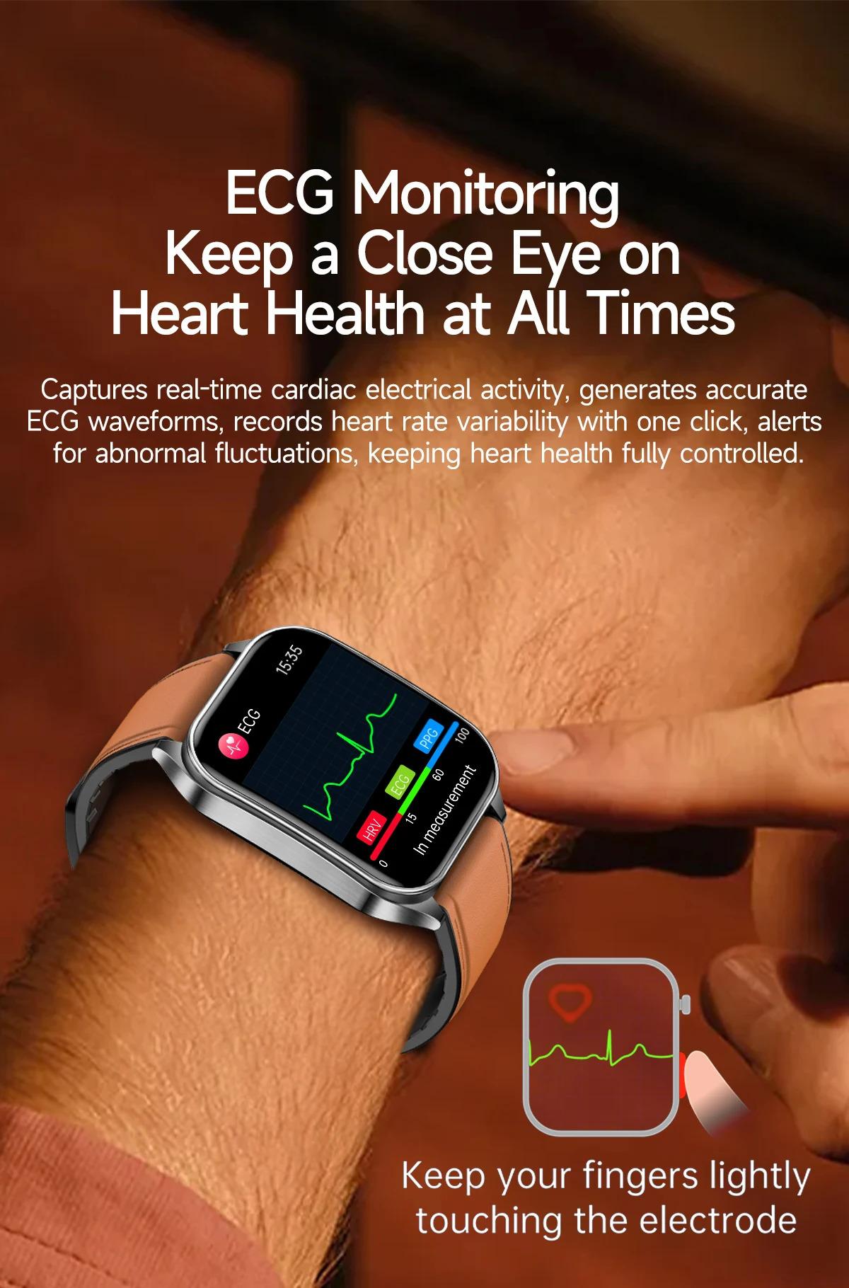 CoolWiz New Laser Therapy Smart Watch, ECG+PPG, Men’s 3D Curved Design, Sapphire Glass, Blood Pressure, Uric Acid, Lipids Monitoring, Sports smartwatch for outdoor activities and daily use - gallery