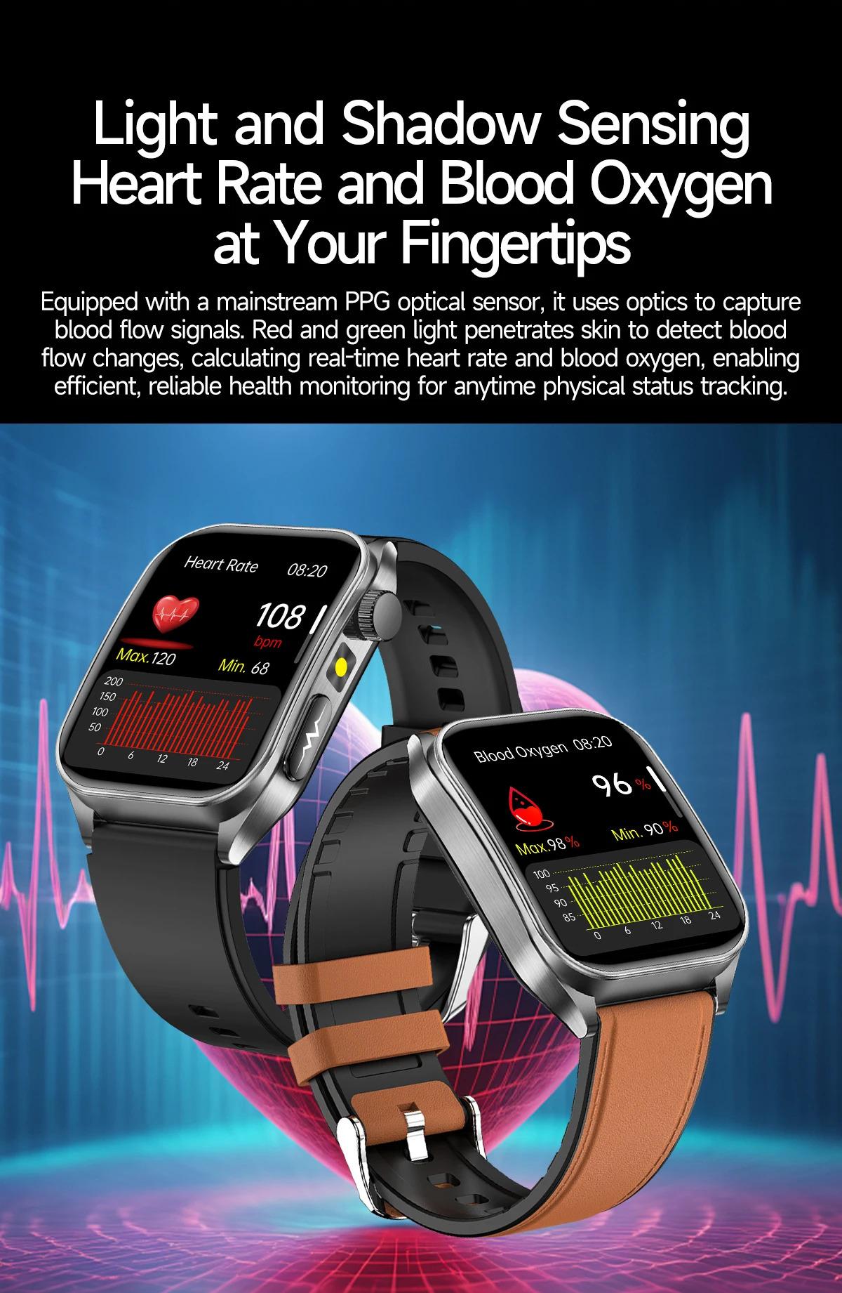 CoolWiz New Laser Therapy Smart Watch, ECG+PPG, Men’s 3D Curved Design, Sapphire Glass, Blood Pressure, Uric Acid, Lipids Monitoring, Sports smartwatch for outdoor activities and daily use - gallery