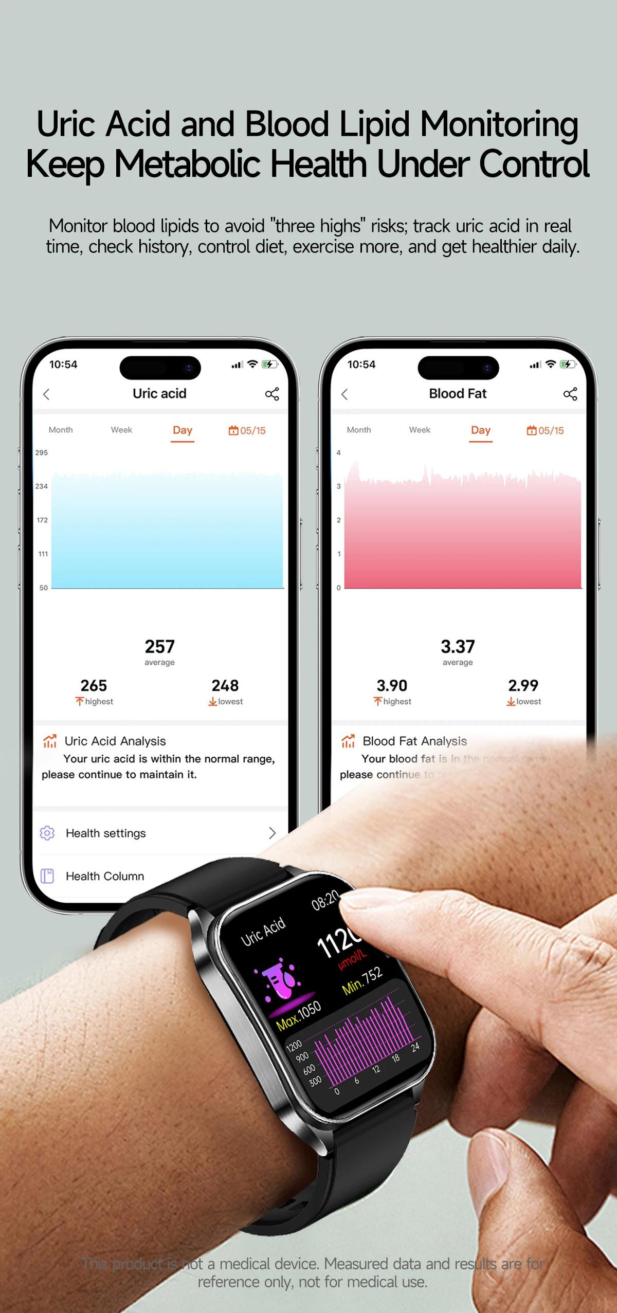 CoolWiz New Laser Therapy Smart Watch, ECG+PPG, Men’s 3D Curved Design, Sapphire Glass, Blood Pressure, Uric Acid, Lipids Monitoring, Sports smartwatch for outdoor activities and daily use - gallery