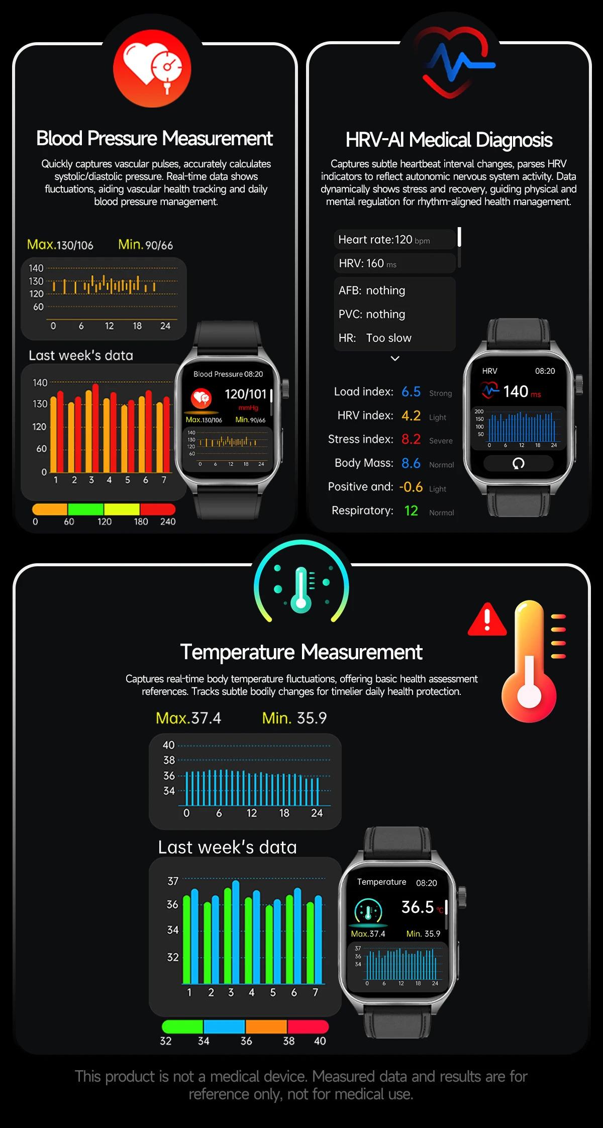 CoolWiz New Laser Therapy Smart Watch, ECG+PPG, Men’s 3D Curved Design, Sapphire Glass, Blood Pressure, Uric Acid, Lipids Monitoring, Sports smartwatch for outdoor activities and daily use - gallery