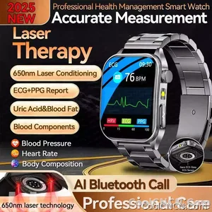 CoolWiz New Laser Therapy Smart Watch, ECG+PPG, Men’s 3D Curved Design, Sapphire Glass, Blood Pressure, Uric Acid, Lipids Monitoring, Sports smartwatch for outdoor activities and daily use - view 1