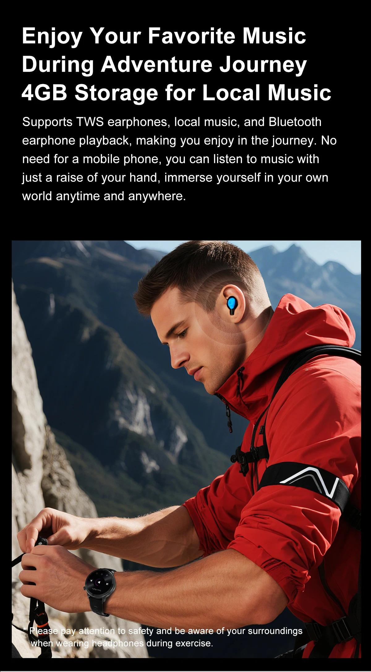 CoolWiz Smartwatch with built-in GPS, offline maps, 4GB memory, 3ATM water resistance, 500mAh battery, compass, call making, sports swimming band for outdoor activities and everyday use - gallery