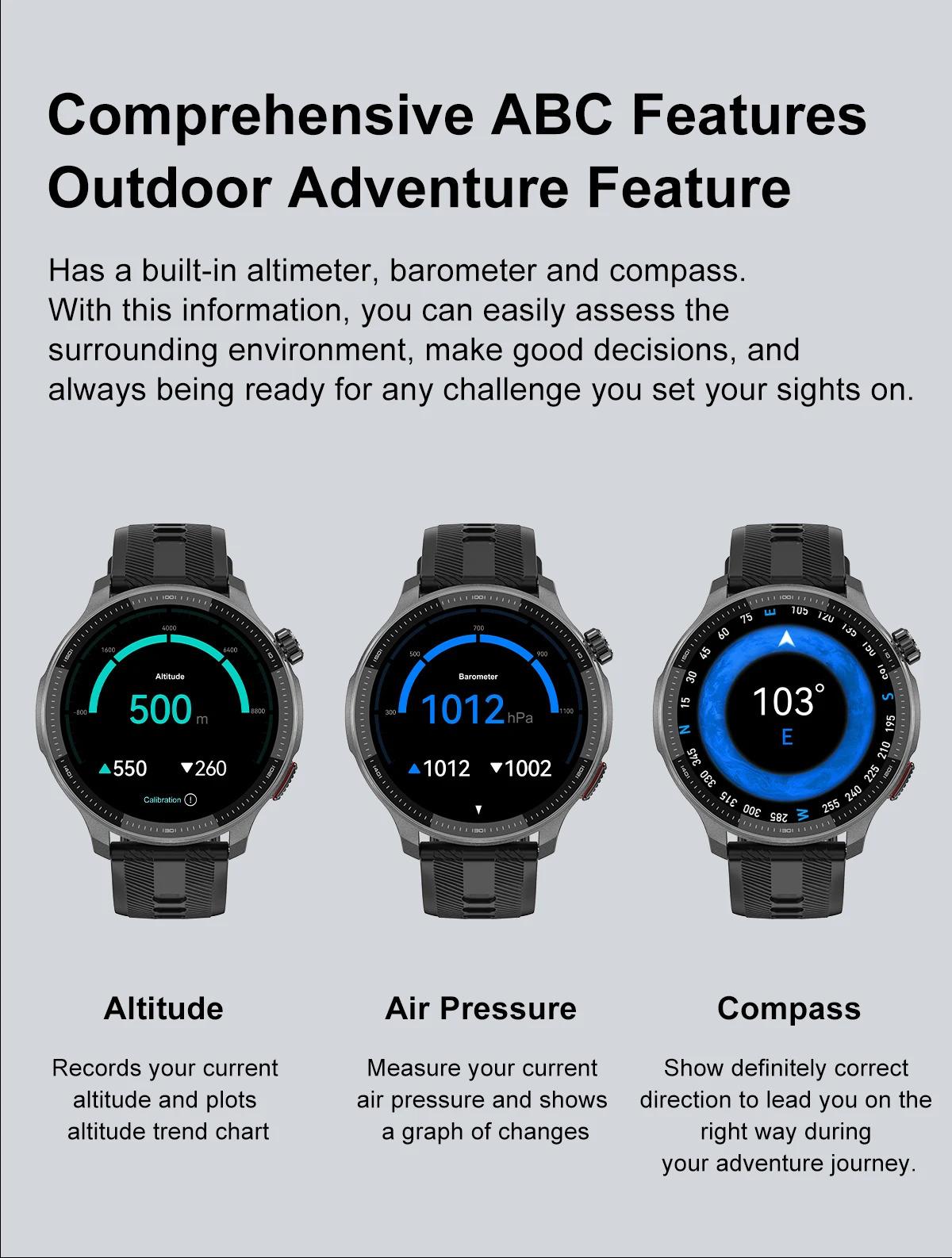 CoolWiz Smartwatch with built-in GPS, offline maps, 4GB memory, 3ATM water resistance, 500mAh battery, compass, call making, sports swimming band for outdoor activities and everyday use - gallery