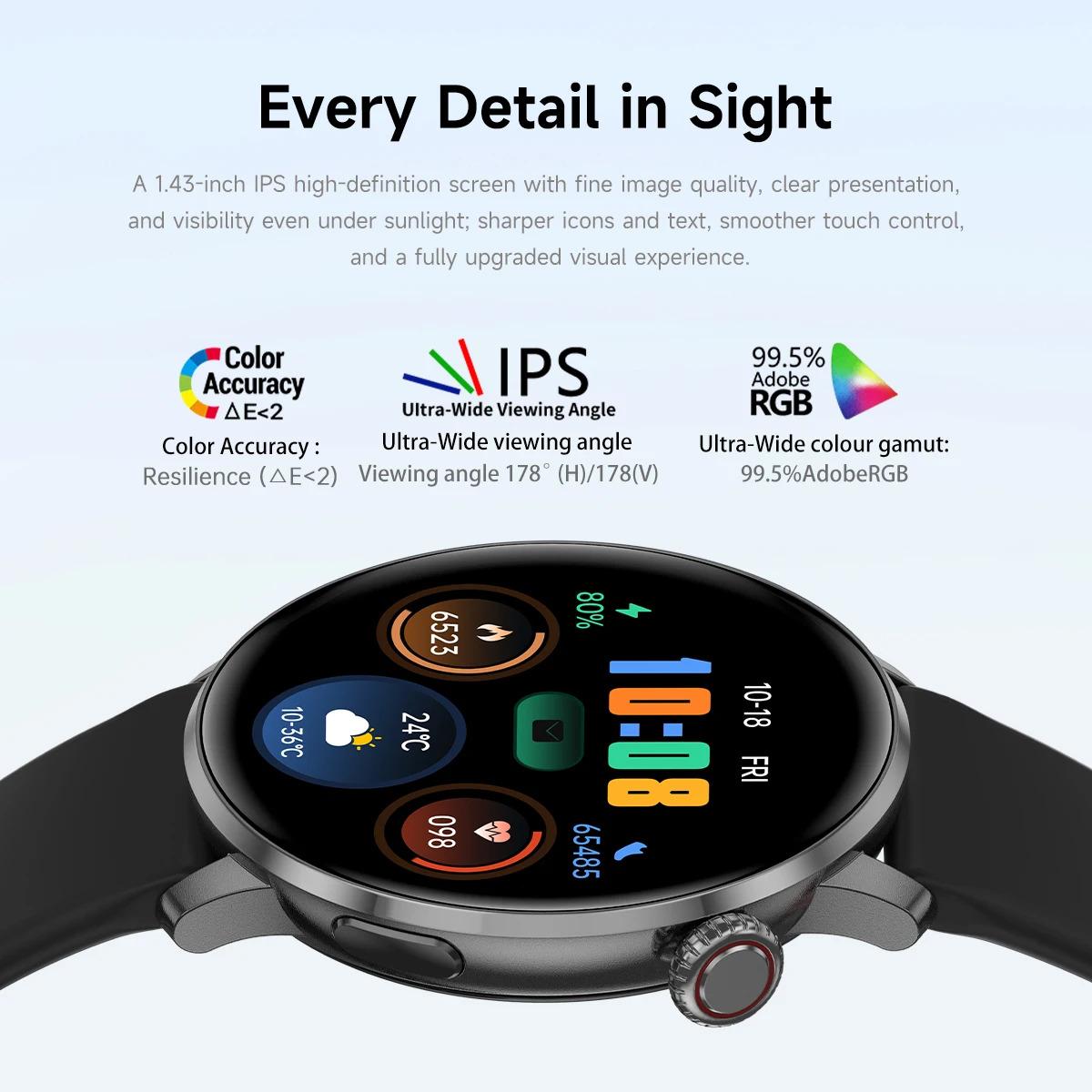 CoolWiz New Women’s Smart Watch, 1.43″ AMOLED HD Screen, GPS, Heart Rate Monitor, Bluetooth Calling, Waterproof, Outdoor Smart Watch for Women, Suitable for Sports, Outdoor Activities, and Daily Use - gallery