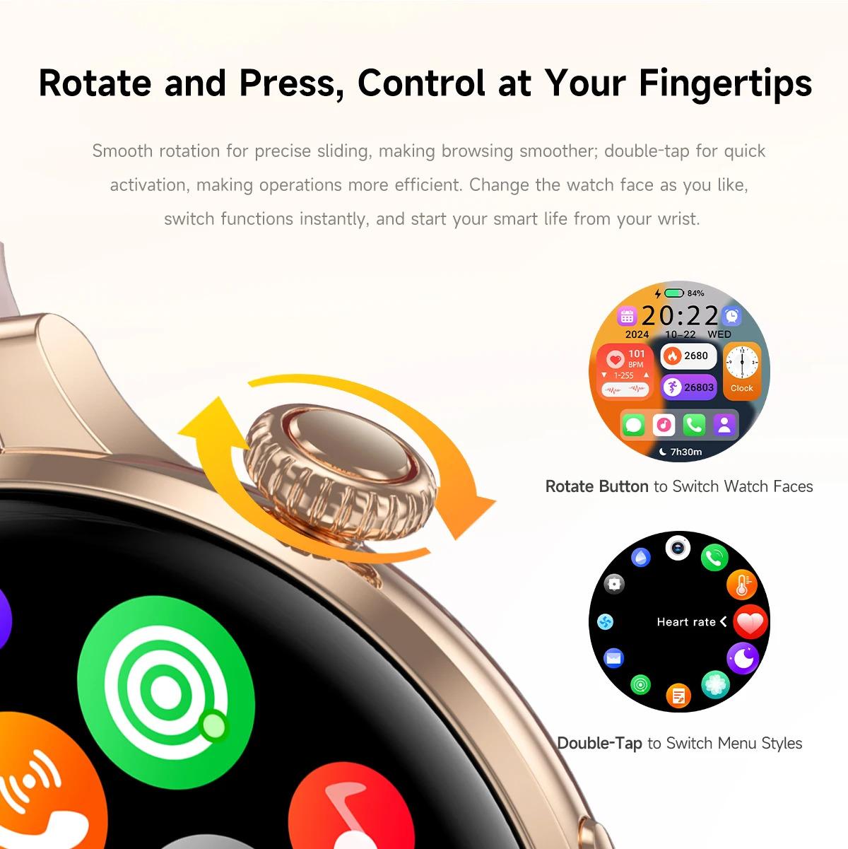 CoolWiz New Women’s Smart Watch, 1.43″ AMOLED HD Screen, GPS, Heart Rate Monitor, Bluetooth Calling, Waterproof, Outdoor Smart Watch for Women, Suitable for Sports, Outdoor Activities, and Daily Use - gallery