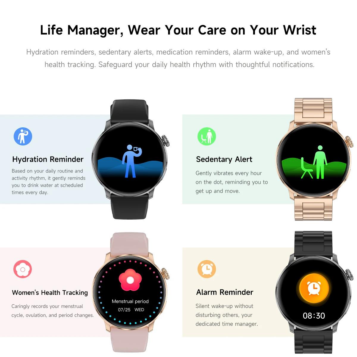 CoolWiz New Women’s Smart Watch, 1.43″ AMOLED HD Screen, GPS, Heart Rate Monitor, Bluetooth Calling, Waterproof, Outdoor Smart Watch for Women, Suitable for Sports, Outdoor Activities, and Daily Use - gallery