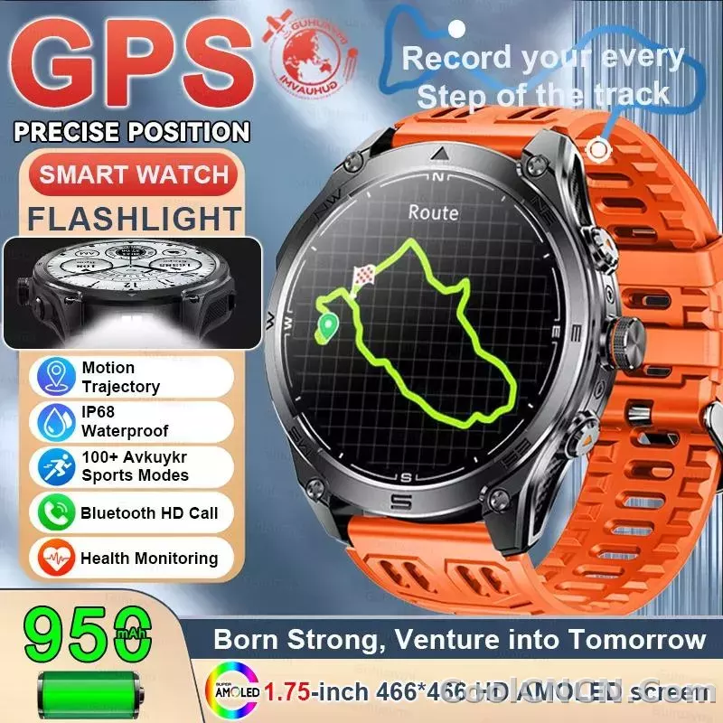 CoolWiz 025 Professional Sports Smart Watch, Military-Grade, Dual-Band GPS Positioning for Men, 10 ATM Water Resistance, 1000 mAh Battery, Compass Bracelet, Compatible with iOS—Ideal for Outdoor Sports and Everyday Use - detail