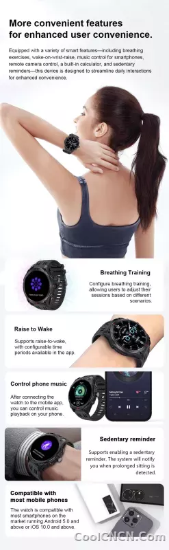 CoolWiz 025 Professional Sports Smart Watch, Military-Grade, Dual-Band GPS Positioning for Men, 10 ATM Water Resistance, 1000 mAh Battery, Compass Bracelet, Compatible with iOS—Ideal for Outdoor Sports and Everyday Use - detail