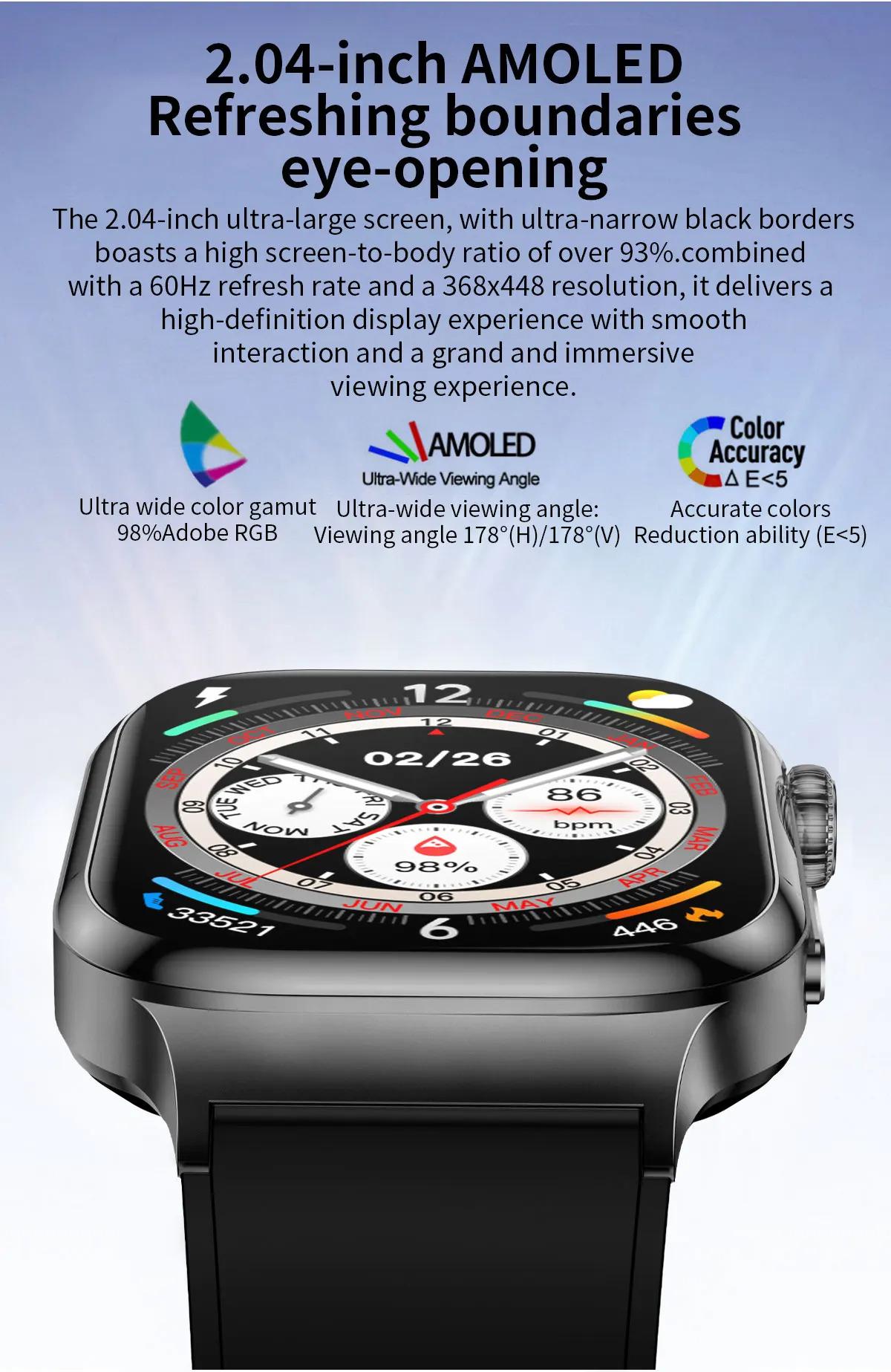 CoolWiz Health Blood Pressure ECG + PPG Monitor Smartwatch for Men — uric acid, blood fat, five organ monitoring, call capability, health tracker, compatible with iOS, suitable for outdoor sports and daily use - gallery