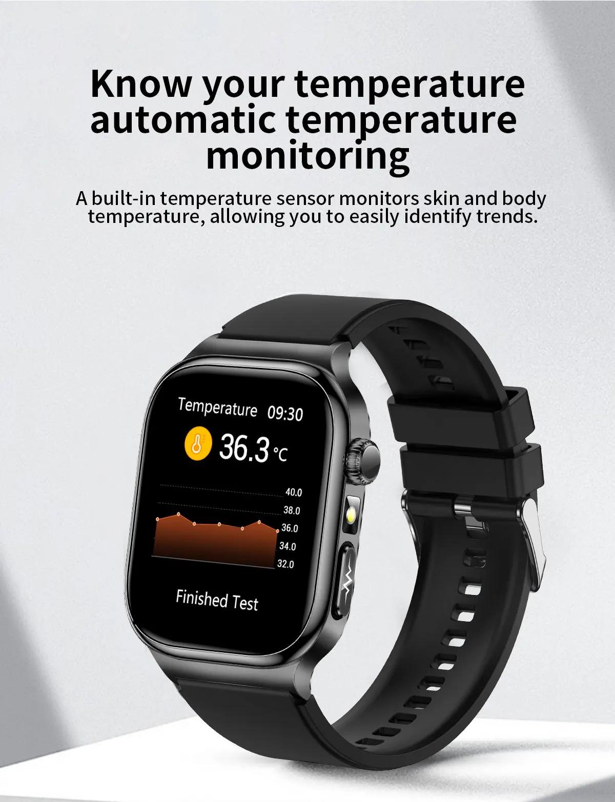 CoolWiz Health Blood Pressure ECG + PPG Monitor Smartwatch for Men — uric acid, blood fat, five organ monitoring, call capability, health tracker, compatible with iOS, suitable for outdoor sports and daily use - gallery