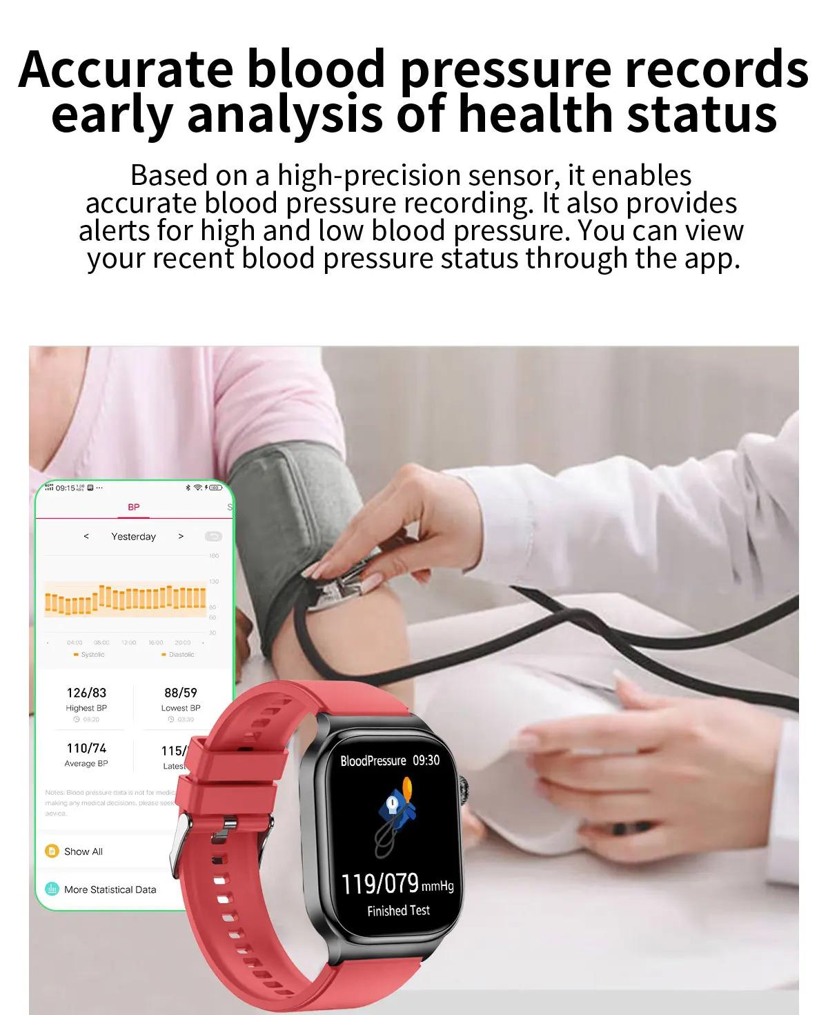 CoolWiz Health Blood Pressure ECG + PPG Monitor Smartwatch for Men — uric acid, blood fat, five organ monitoring, call capability, health tracker, compatible with iOS, suitable for outdoor sports and daily use - gallery