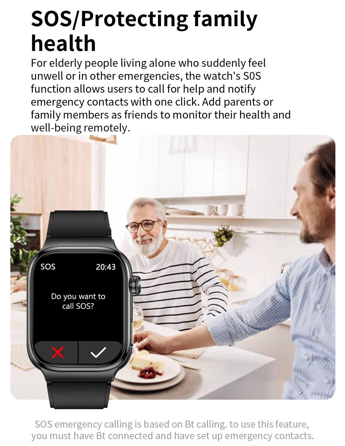 CoolWiz Health Blood Pressure ECG + PPG Monitor Smartwatch for Men — uric acid, blood fat, five organ monitoring, call capability, health tracker, compatible with iOS, suitable for outdoor sports and daily use - gallery