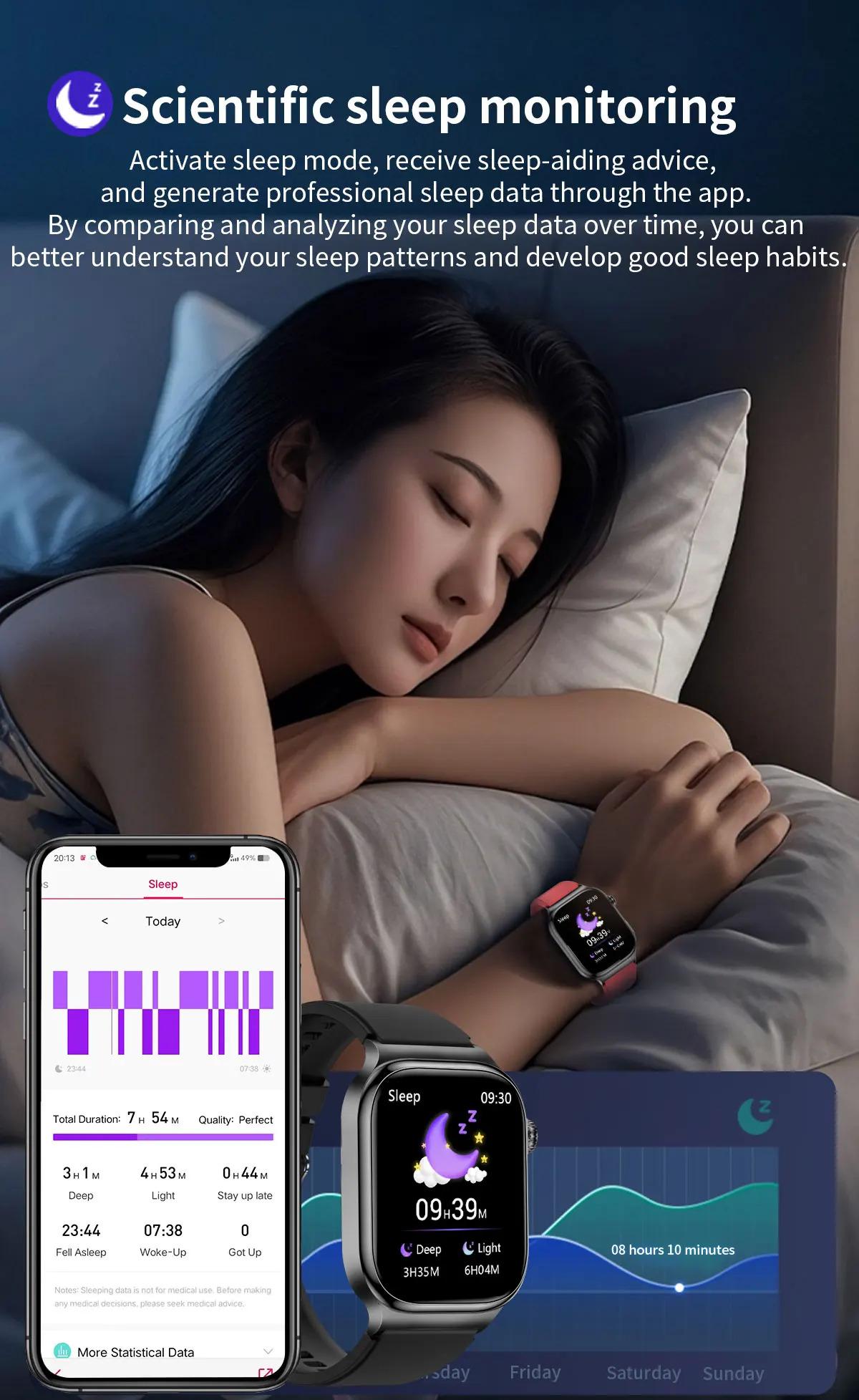 CoolWiz Health Blood Pressure ECG + PPG Monitor Smartwatch for Men — uric acid, blood fat, five organ monitoring, call capability, health tracker, compatible with iOS, suitable for outdoor sports and daily use - gallery