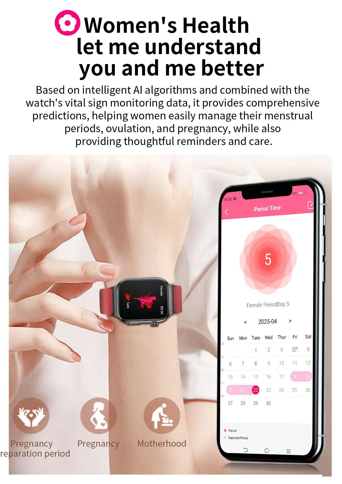 CoolWiz Health Blood Pressure ECG + PPG Monitor Smartwatch for Men — uric acid, blood fat, five organ monitoring, call capability, health tracker, compatible with iOS, suitable for outdoor sports and daily use - gallery