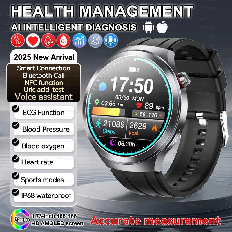 CoolWiz Smart Watch for Body Composition, Blood Pressure, NFC ECG + PPG, Body Temperature, Uric Acid, Lipids, Call Function; Waterproof Smart Watch for Men, suitable for outdoor sports and daily use - gallery