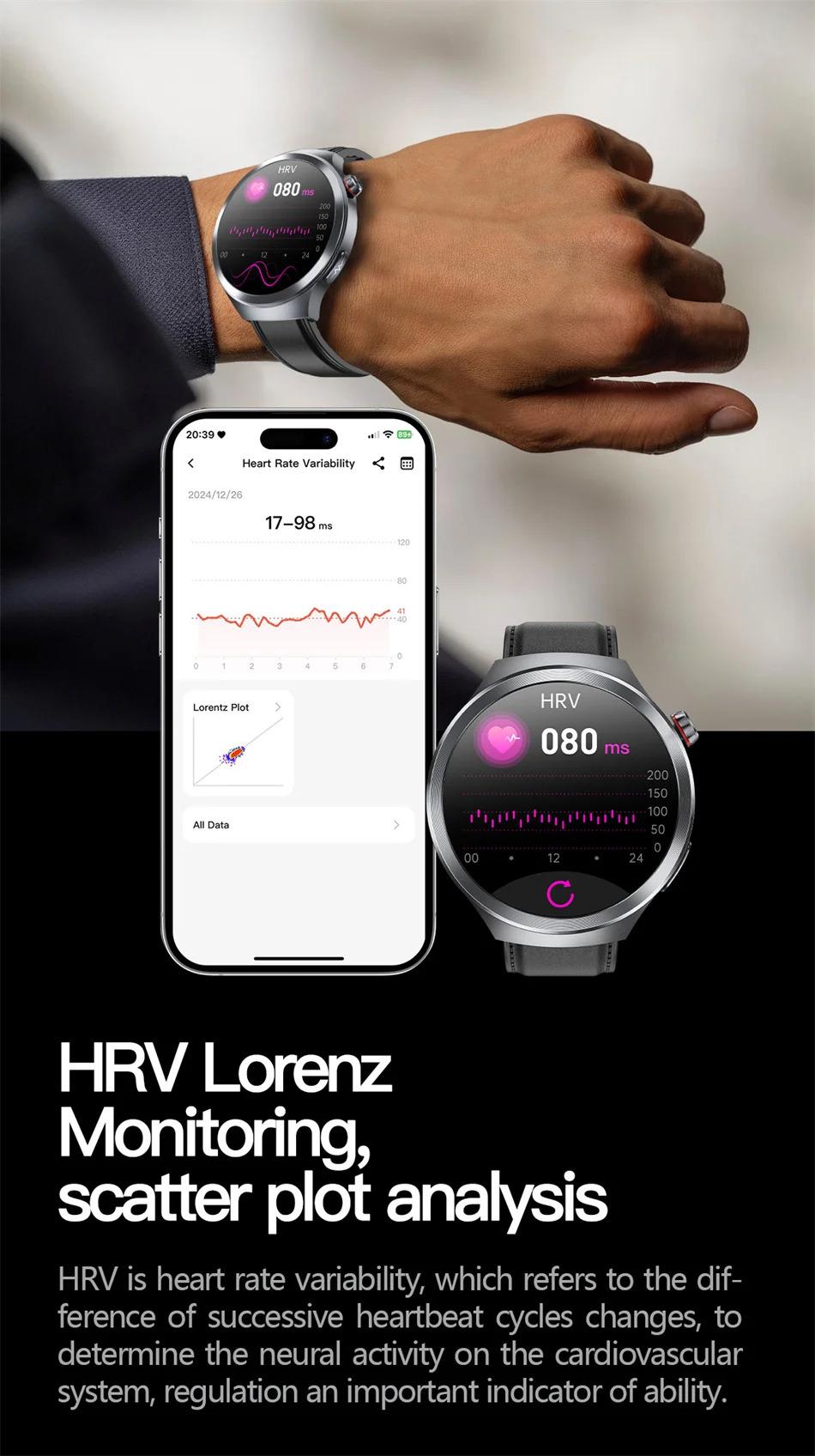 CoolWiz Smart Watch for Body Composition, Blood Pressure, NFC ECG + PPG, Body Temperature, Uric Acid, Lipids, Call Function; Waterproof Smart Watch for Men, suitable for outdoor sports and daily use - gallery
