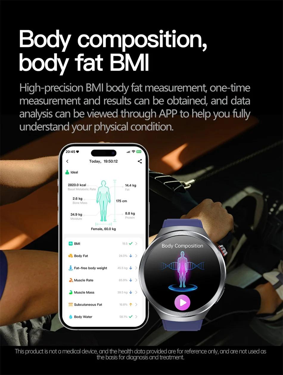 CoolWiz Smart Watch for Body Composition, Blood Pressure, NFC ECG + PPG, Body Temperature, Uric Acid, Lipids, Call Function; Waterproof Smart Watch for Men, suitable for outdoor sports and daily use - gallery