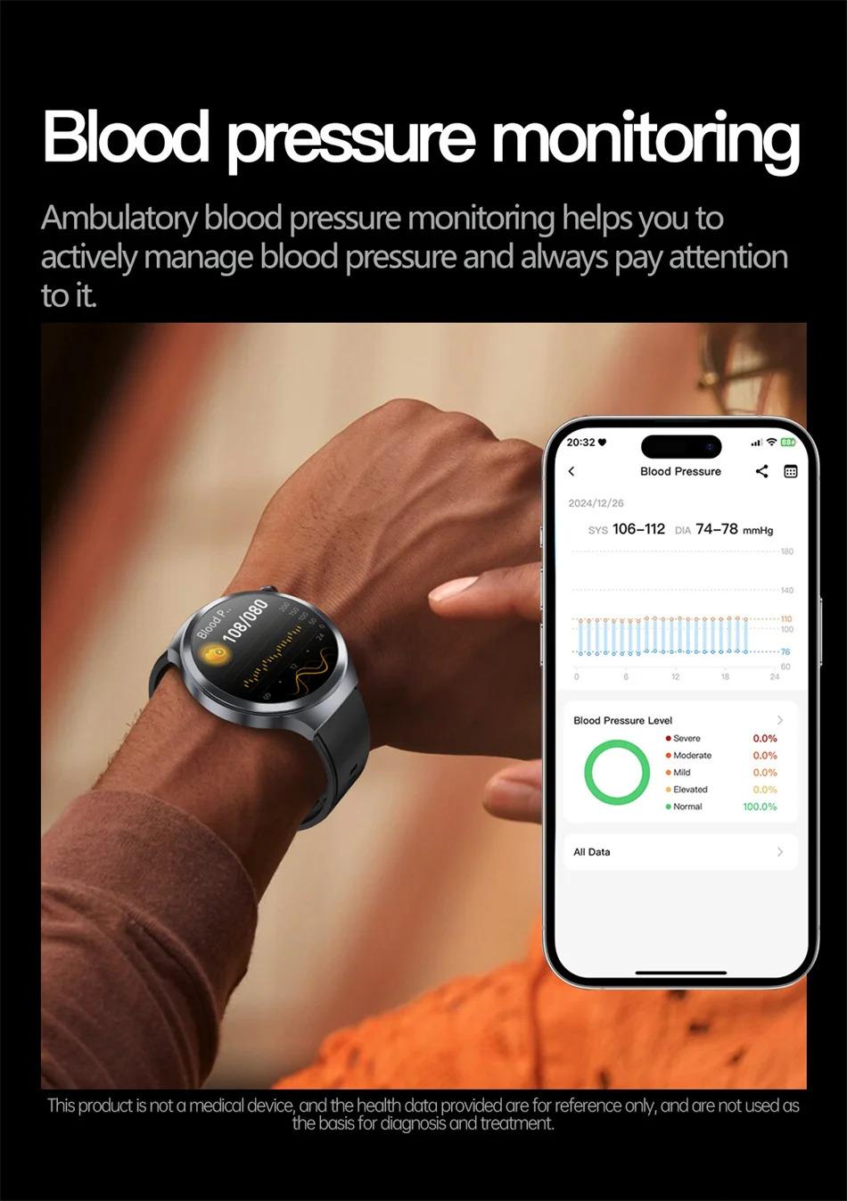 CoolWiz Smart Watch for Body Composition, Blood Pressure, NFC ECG + PPG, Body Temperature, Uric Acid, Lipids, Call Function; Waterproof Smart Watch for Men, suitable for outdoor sports and daily use - gallery