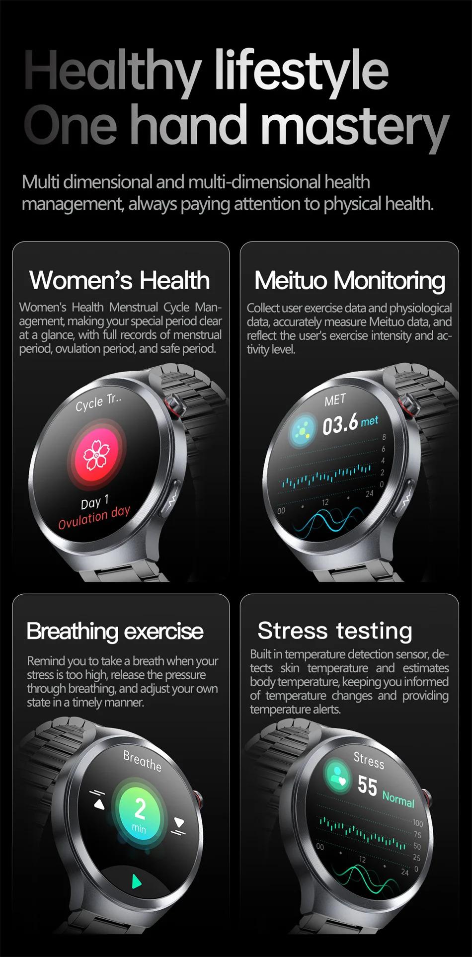 CoolWiz Smart Watch for Body Composition, Blood Pressure, NFC ECG + PPG, Body Temperature, Uric Acid, Lipids, Call Function; Waterproof Smart Watch for Men, suitable for outdoor sports and daily use - gallery