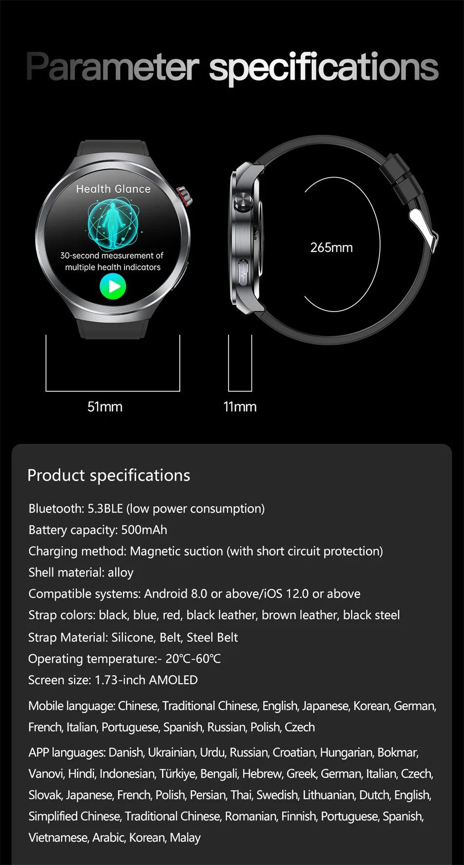 CoolWiz Smart Watch for Body Composition, Blood Pressure, NFC ECG + PPG, Body Temperature, Uric Acid, Lipids, Call Function; Waterproof Smart Watch for Men, suitable for outdoor sports and daily use - gallery