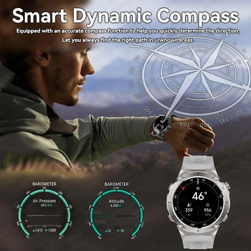 CoolWiz New Outdoor Military Smart Watch for Men with GPS, 3 ATM water resistance, AMOLED sports mode, 730 mAh battery, compass; fitness smartwatch for daily outdoor sports use - gallery