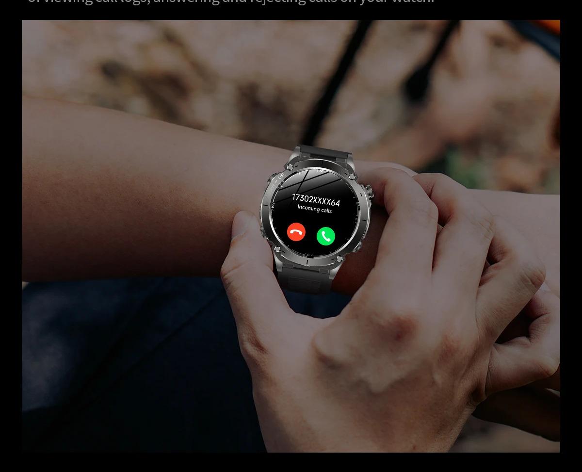 CoolWiz New Outdoor Military Smart Watch for Men with GPS, 3 ATM water resistance, AMOLED sports mode, 730 mAh battery, compass; fitness smartwatch for daily outdoor sports use - gallery