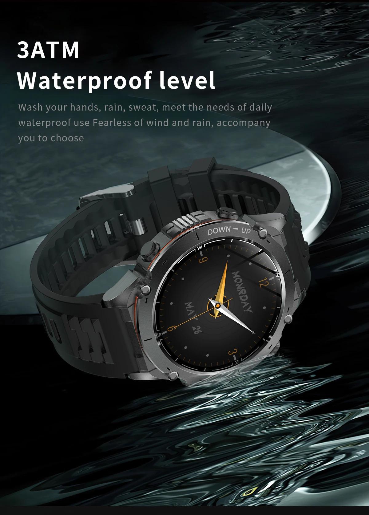 CoolWiz New Outdoor Military Smart Watch for Men with GPS, 3 ATM water resistance, AMOLED sports mode, 730 mAh battery, compass; fitness smartwatch for daily outdoor sports use - gallery