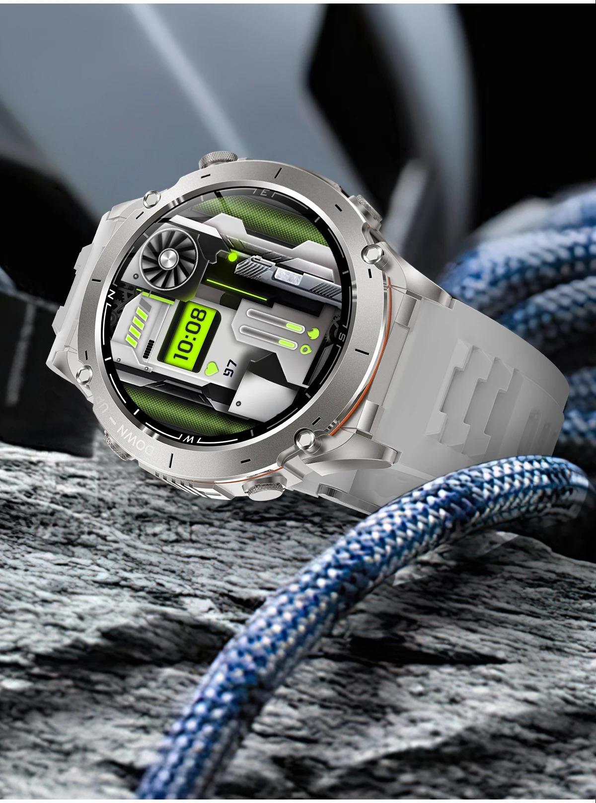 CoolWiz New Outdoor Military Smart Watch for Men with GPS, 3 ATM water resistance, AMOLED sports mode, 730 mAh battery, compass; fitness smartwatch for daily outdoor sports use - gallery