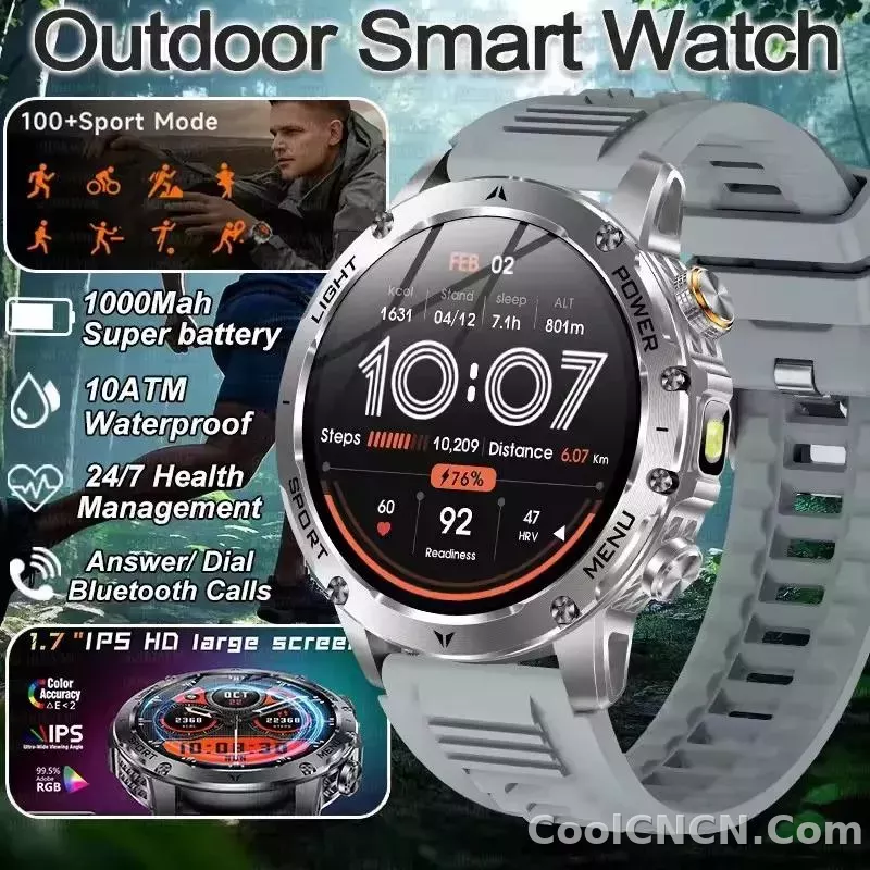CoolWiz Original T Rex 3 Ultra Military GPS smartwatch with trajectory tracking and compass, 1000 mAh battery, 5 ATM water resistance; smart sports watch for men and women, suitable for outdoor sports and everyday use - detail