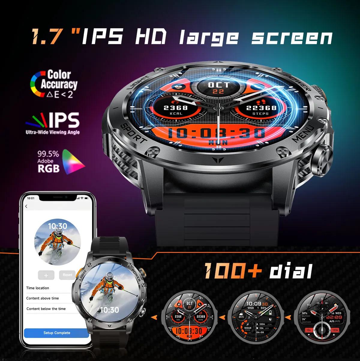 CoolWiz Original T Rex 3 Ultra Military GPS smartwatch with trajectory tracking and compass, 1000 mAh battery, 5 ATM water resistance; smart sports watch for men and women, suitable for outdoor sports and everyday use - gallery