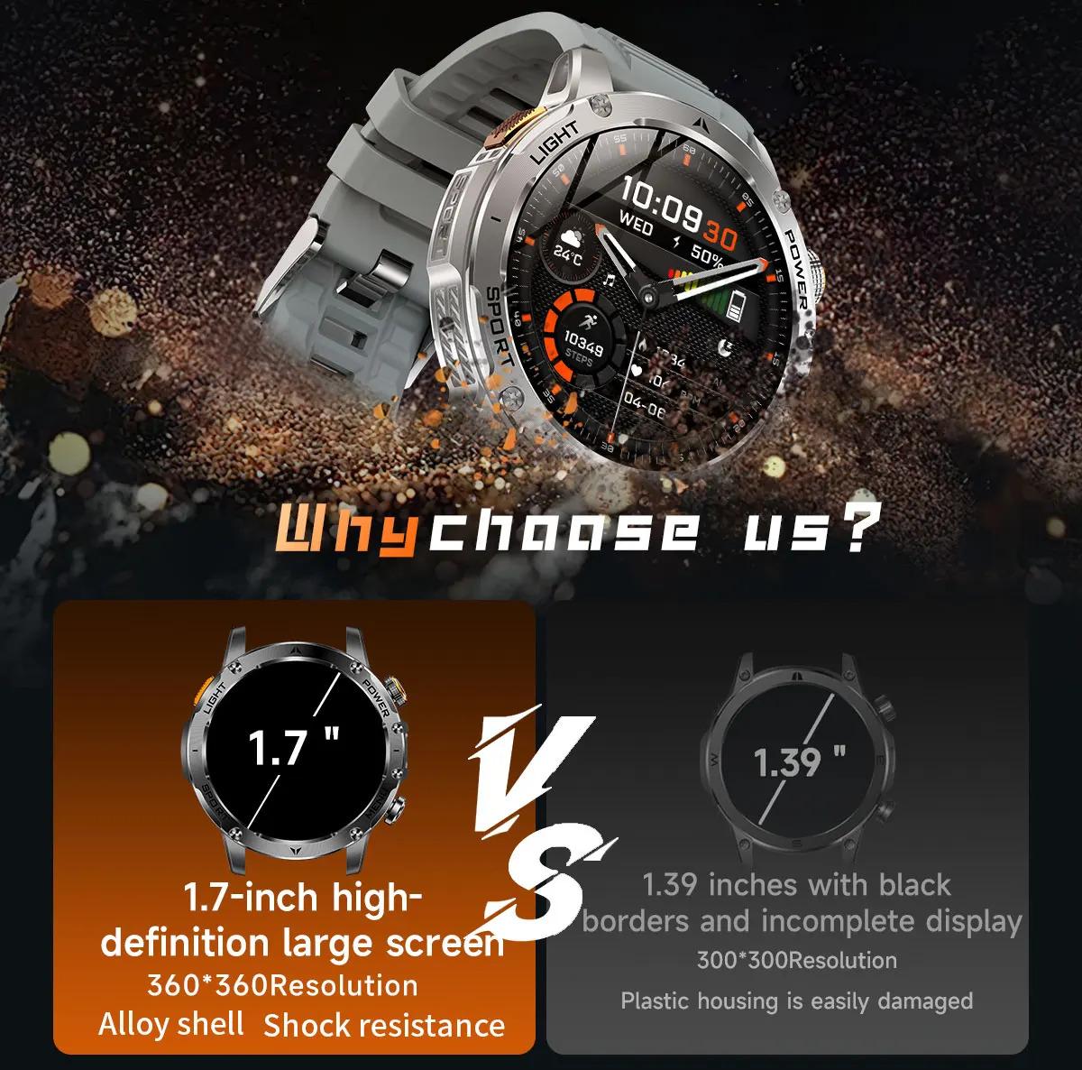 CoolWiz Original T Rex 3 Ultra Military GPS smartwatch with trajectory tracking and compass, 1000 mAh battery, 5 ATM water resistance; smart sports watch for men and women, suitable for outdoor sports and everyday use - gallery