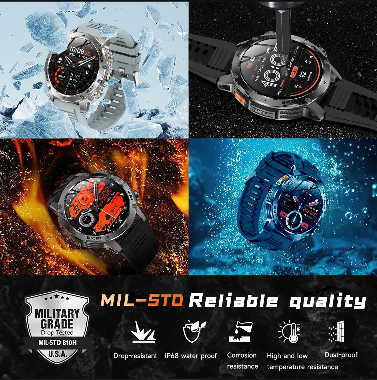 CoolWiz Original T Rex 3 Ultra Military GPS smartwatch with trajectory tracking and compass, 1000 mAh battery, 5 ATM water resistance; smart sports watch for men and women, suitable for outdoor sports and everyday use - gallery