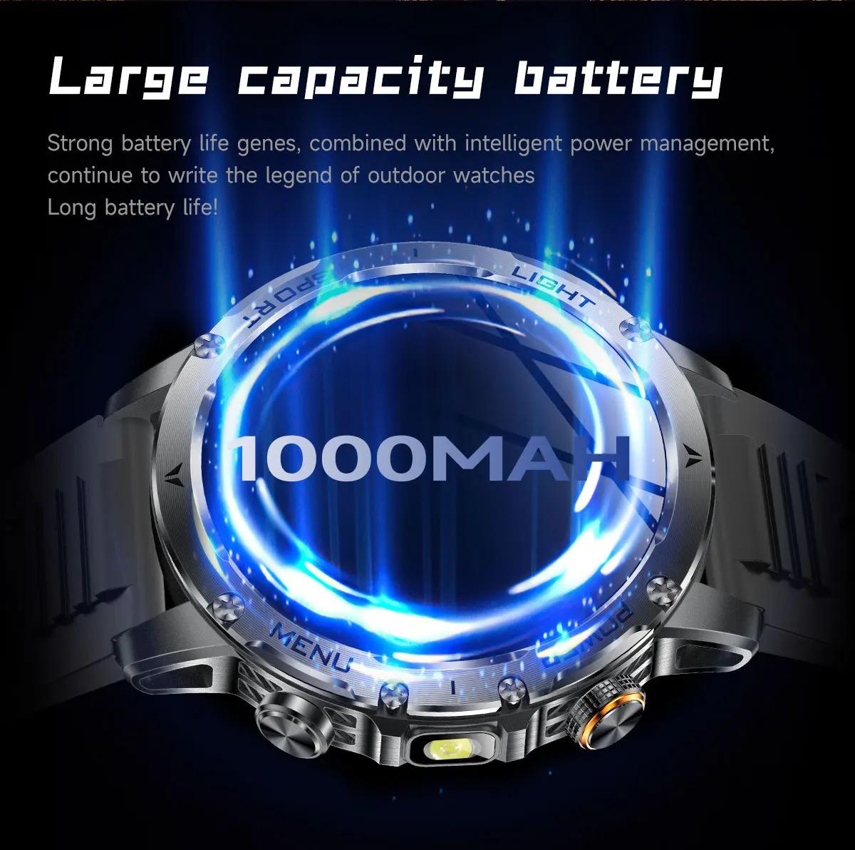 CoolWiz Original T Rex 3 Ultra Military GPS smartwatch with trajectory tracking and compass, 1000 mAh battery, 5 ATM water resistance; smart sports watch for men and women, suitable for outdoor sports and everyday use - gallery