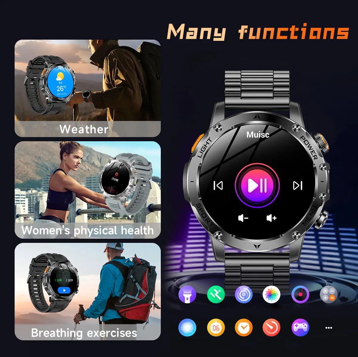 CoolWiz Original T Rex 3 Ultra Military GPS smartwatch with trajectory tracking and compass, 1000 mAh battery, 5 ATM water resistance; smart sports watch for men and women, suitable for outdoor sports and everyday use - gallery