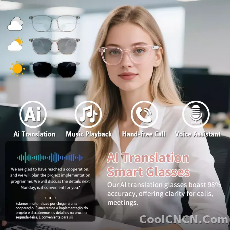 The Heritage Behind Smart Glasses Smart AI translation audio glasses, real-time app translation in over 160 languages, light-sensitive color-changing lenses Wearable White: A Timeless Story