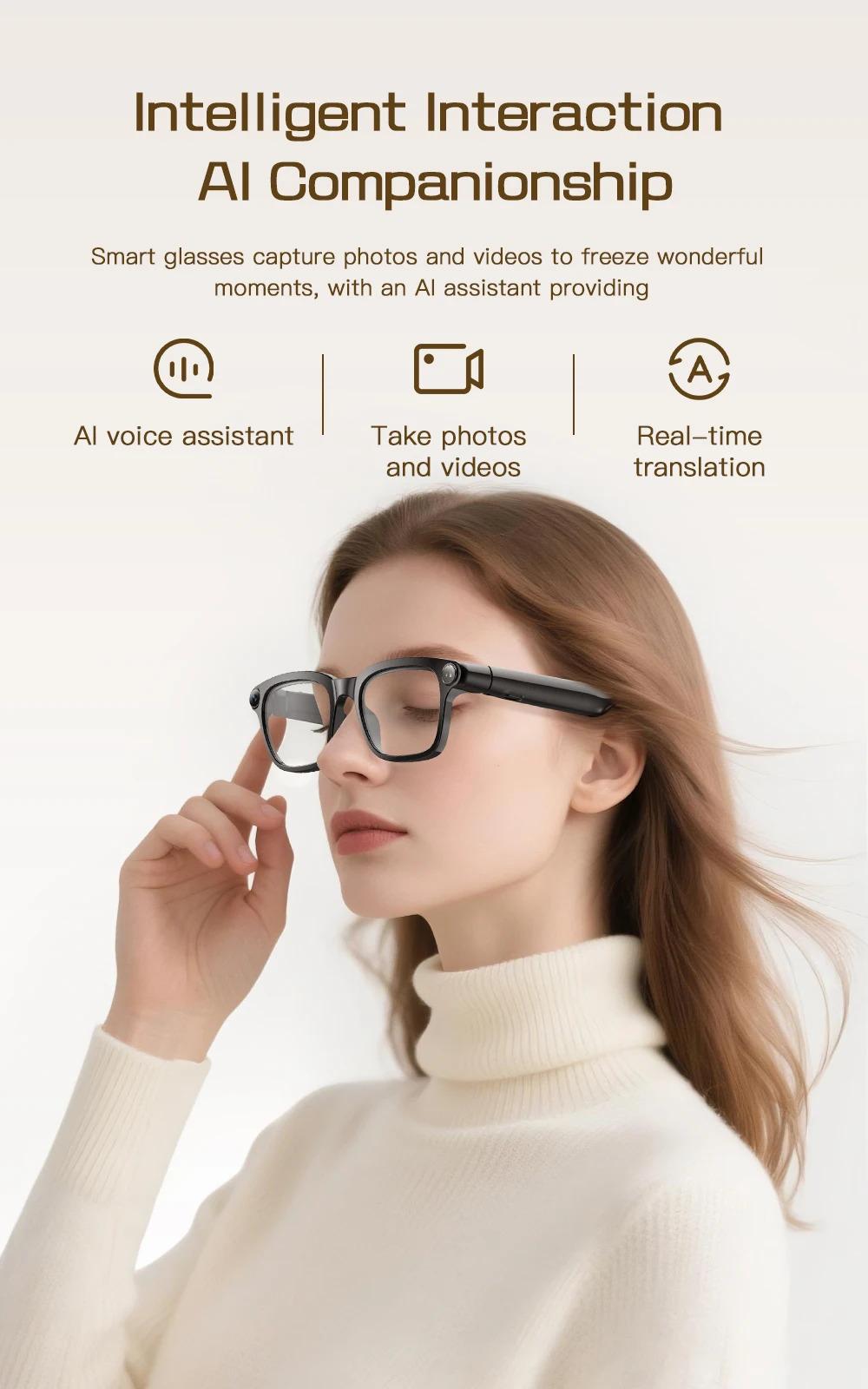 CoolWiz Smart Sports Glasses for Men – New Business Model, 8MP Camera, Anti-Shake, 100+ Language Translations via ChatGPT AI Assistant, POV Video Glasses, AI Glasses for Outdoor Sports and Daily Use - gallery