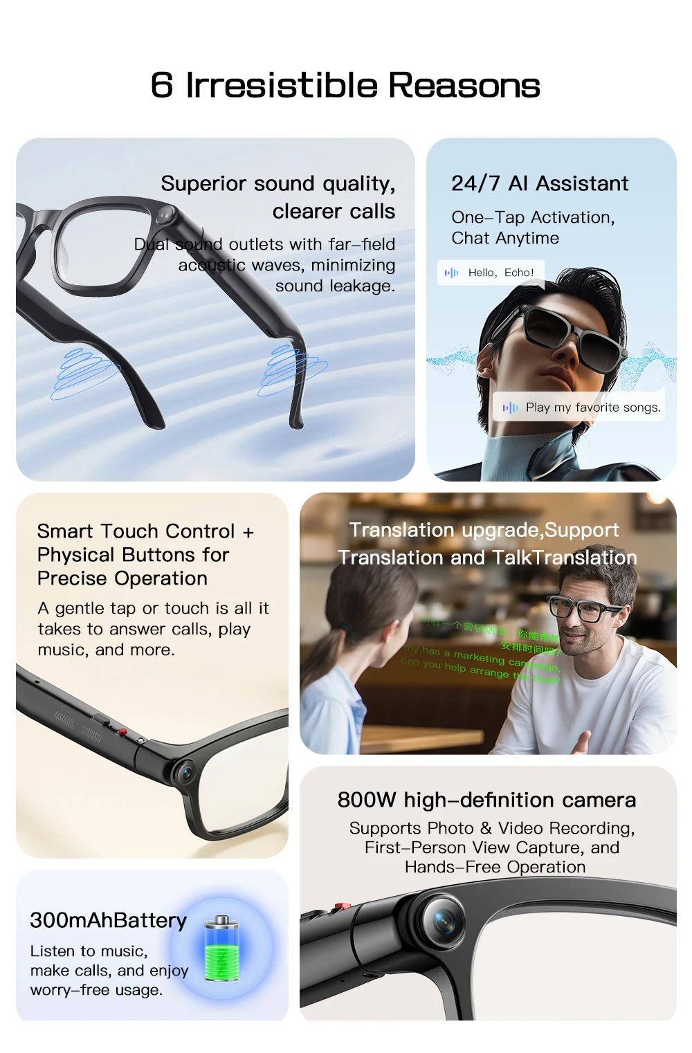 CoolWiz Smart Sports Glasses for Men – New Business Model, 8MP Camera, Anti-Shake, 100+ Language Translations via ChatGPT AI Assistant, POV Video Glasses, AI Glasses for Outdoor Sports and Daily Use - gallery