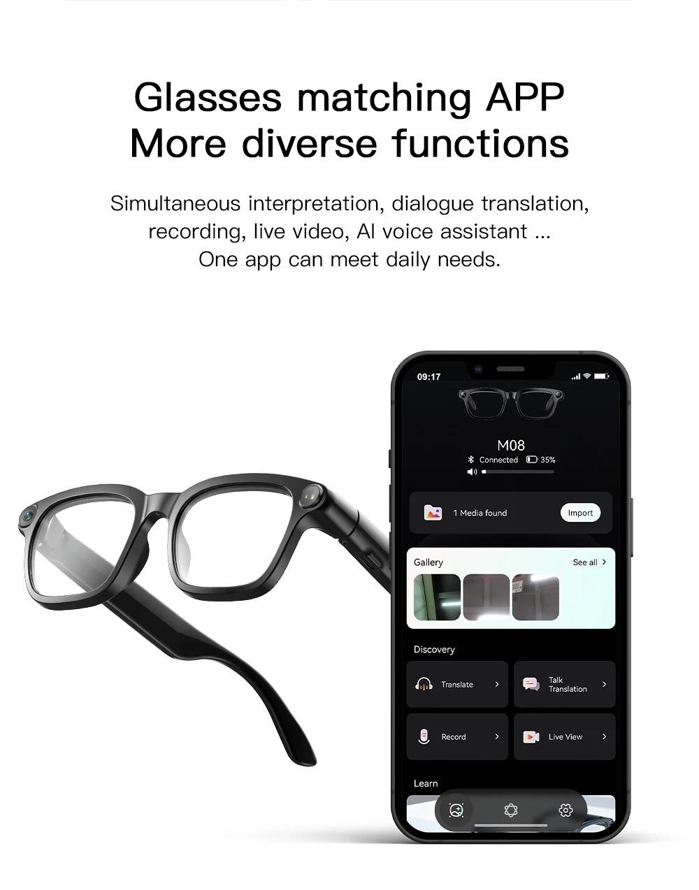 CoolWiz Smart Sports Glasses for Men – New Business Model, 8MP Camera, Anti-Shake, 100+ Language Translations via ChatGPT AI Assistant, POV Video Glasses, AI Glasses for Outdoor Sports and Daily Use - gallery