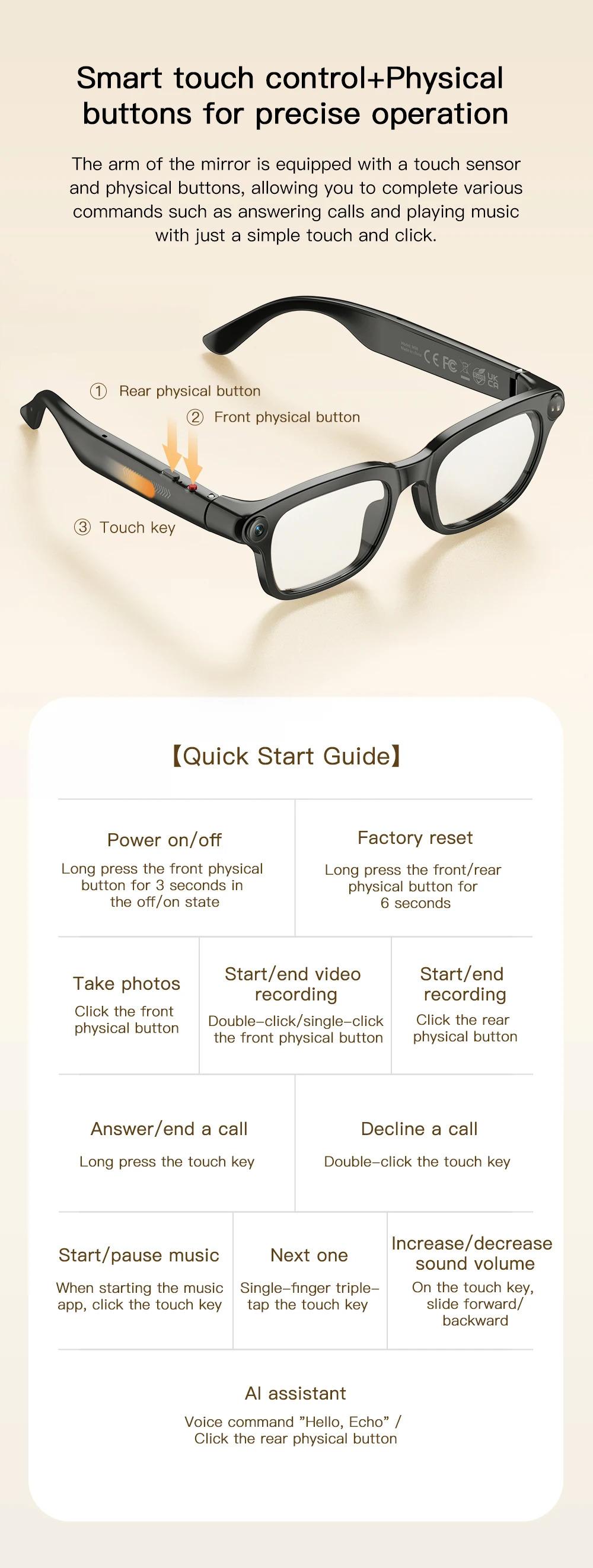 CoolWiz Smart Sports Glasses for Men – New Business Model, 8MP Camera, Anti-Shake, 100+ Language Translations via ChatGPT AI Assistant, POV Video Glasses, AI Glasses for Outdoor Sports and Daily Use - gallery