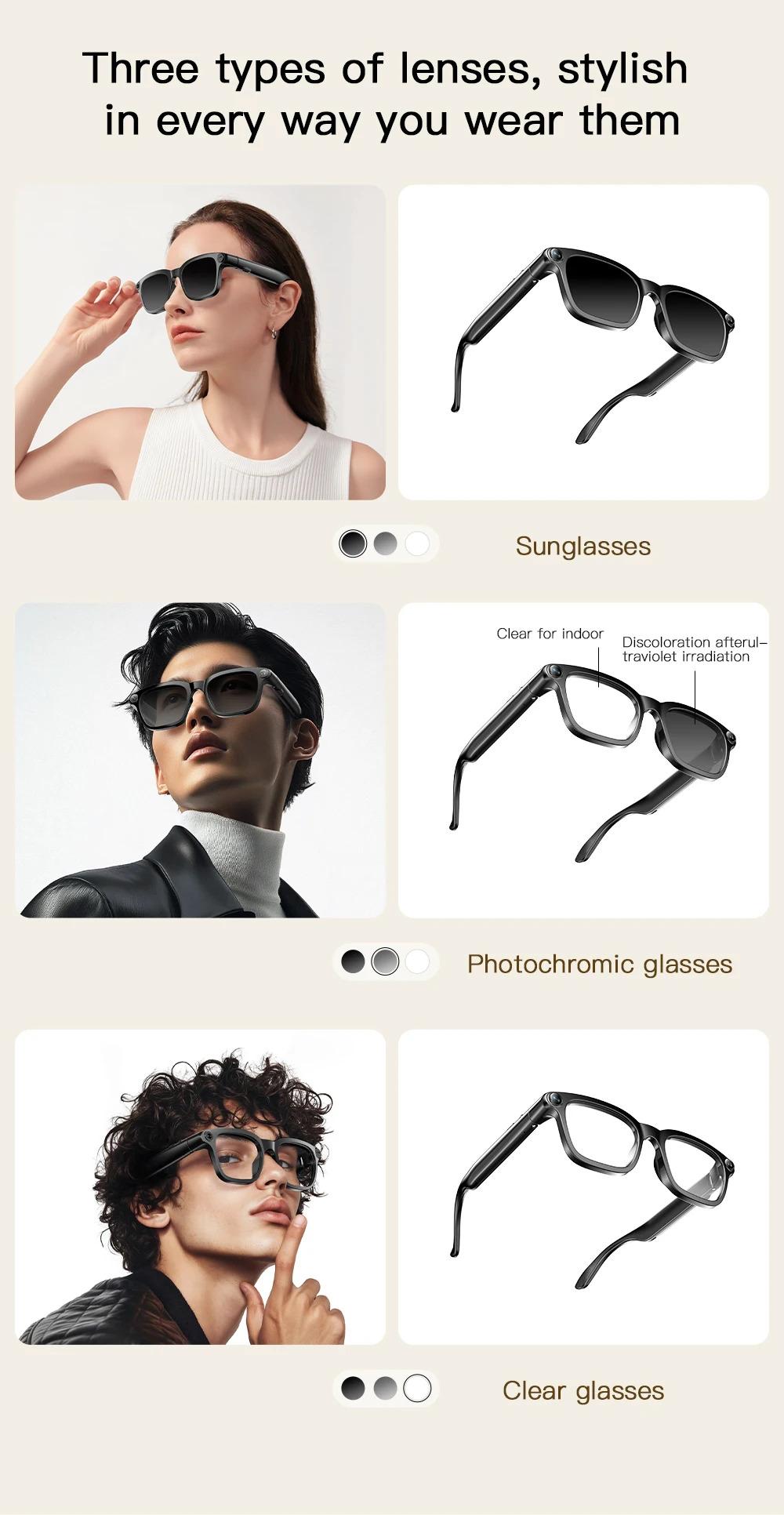 CoolWiz Smart Sports Glasses for Men – New Business Model, 8MP Camera, Anti-Shake, 100+ Language Translations via ChatGPT AI Assistant, POV Video Glasses, AI Glasses for Outdoor Sports and Daily Use - gallery