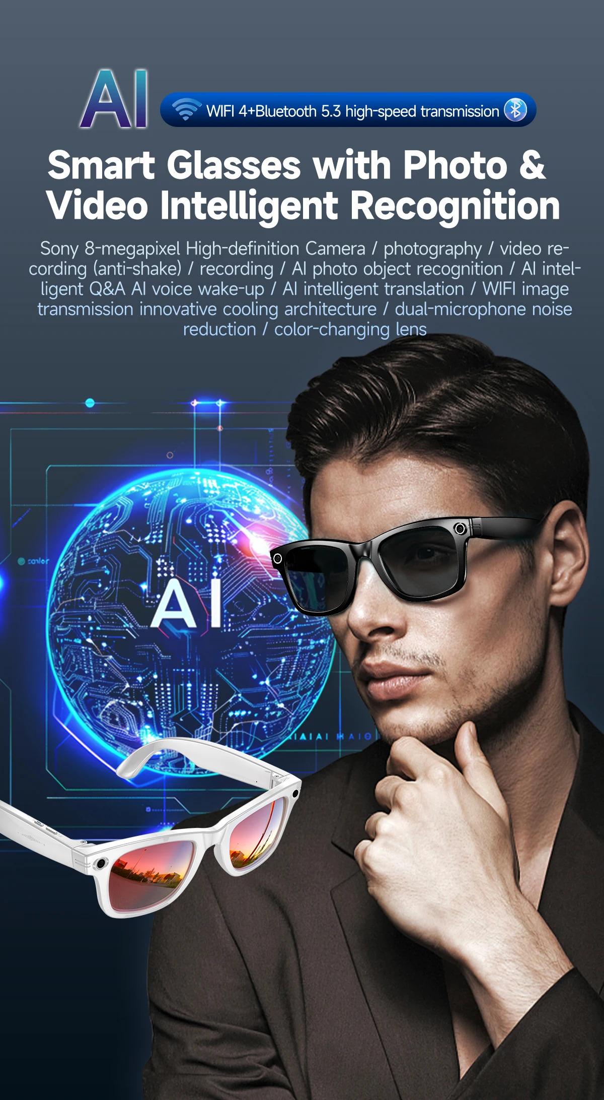 New CoolWiz Smart Glasses (4K Ultra HD) for learning and travel, featuring an 8MP AI camera that captures photos and records video, supports AI transmission and calls—ideal for outdoor sports and everyday use. - gallery