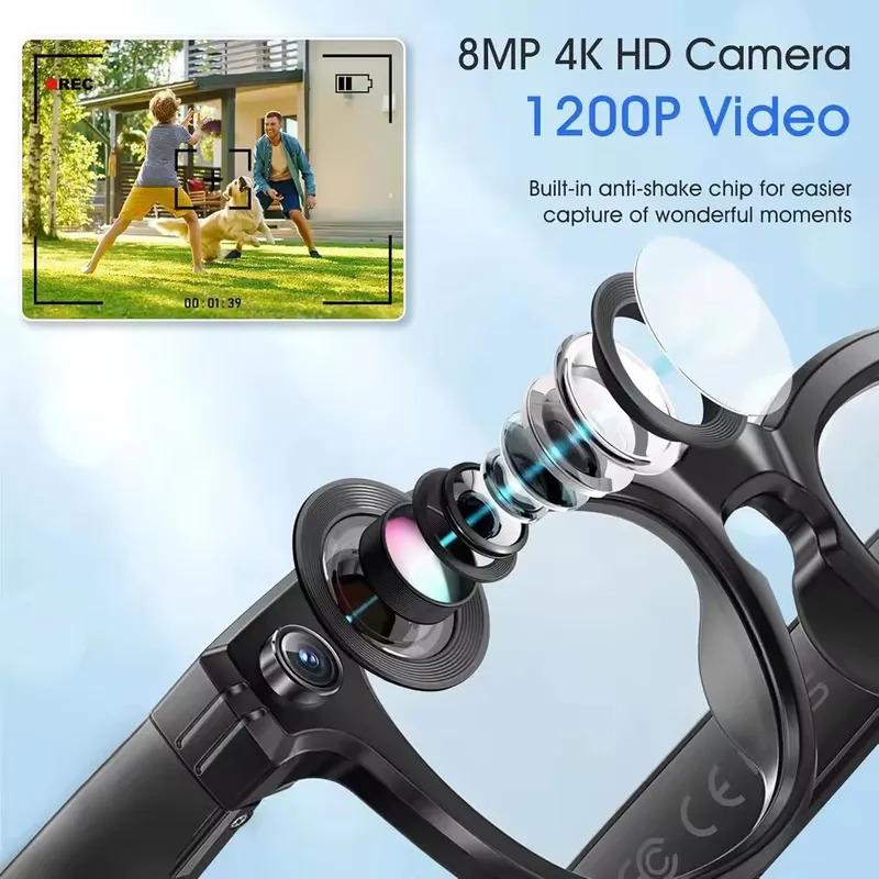 CoolWiz New4K Ultra HD AI Glasses for Men, Chat Function, IP65 Waterproof, AI Voice Assistant, 800W Camera, Bluetooth Calling Smart Glasses for Outdoor Sports and Daily Use - gallery