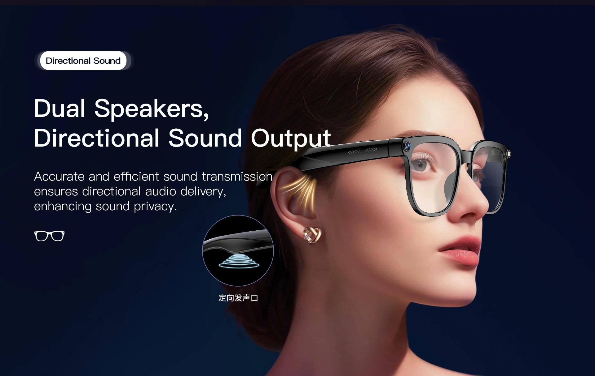 CoolWiz AI Smart Glasses for New Vlog, 1080p HD video recording, ChatGPT call support, Bluetooth calling, 100+ music players, translation features, black glasses for men, suitable for outdoor sports and everyday use - gallery