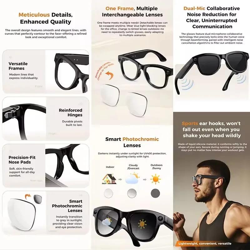 CoolWiz Smart Glasses Baru 3600MAh Pengecas Mudah Alih M02ultra Wanita 800W Kamera AI Terjemahan Rakaman Video Pemain Muzik Cermin Mata Panggilan Lelaki Untuk Sukan Luar Penggunaan Harian - gallery