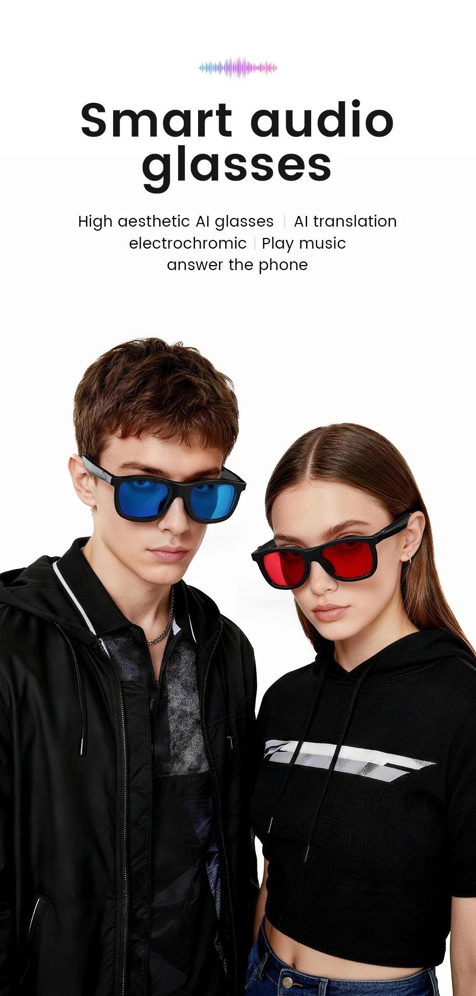 CoolWiz Smart Glasses, 4 Levels Electrochromic — New Business Style for Men, 164+ Translation Languages via ChatGPT, Black Sunglasses, Waterproof, suitable for outdoor sports and everyday use - gallery